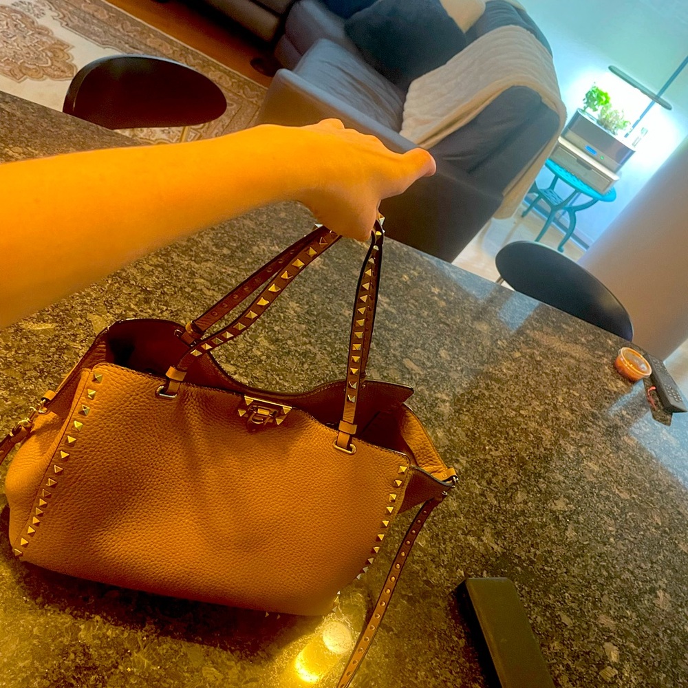 Valentino leather rockstud tote bag